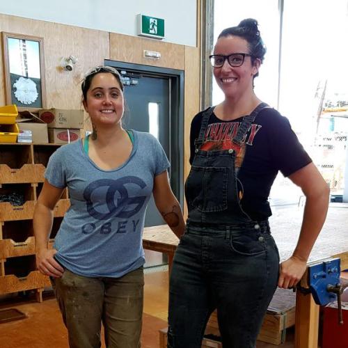 VIU Carpentry Students, Natalie and Karly