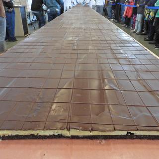 The full length of the 70 foot Nanaimo bar taken from one end. 